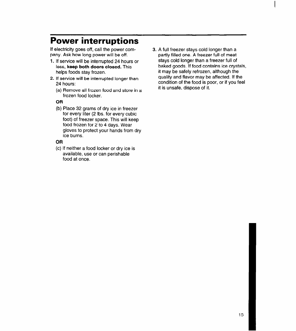 Power interruptions | Whirlpool 8ET14GK User Manual | Page 16 / 21