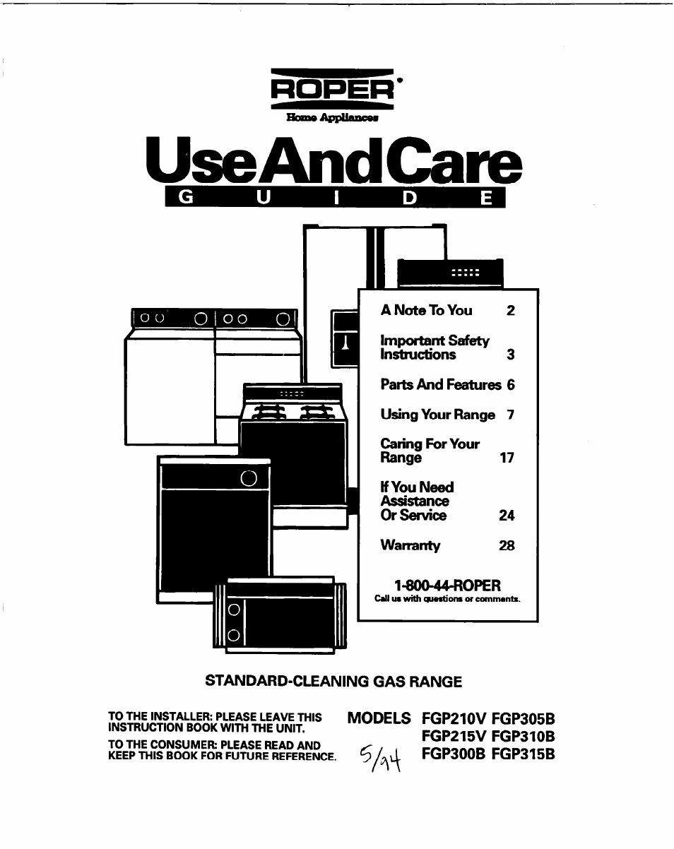 Whirlpool FGP315B User Manual | 27 pages