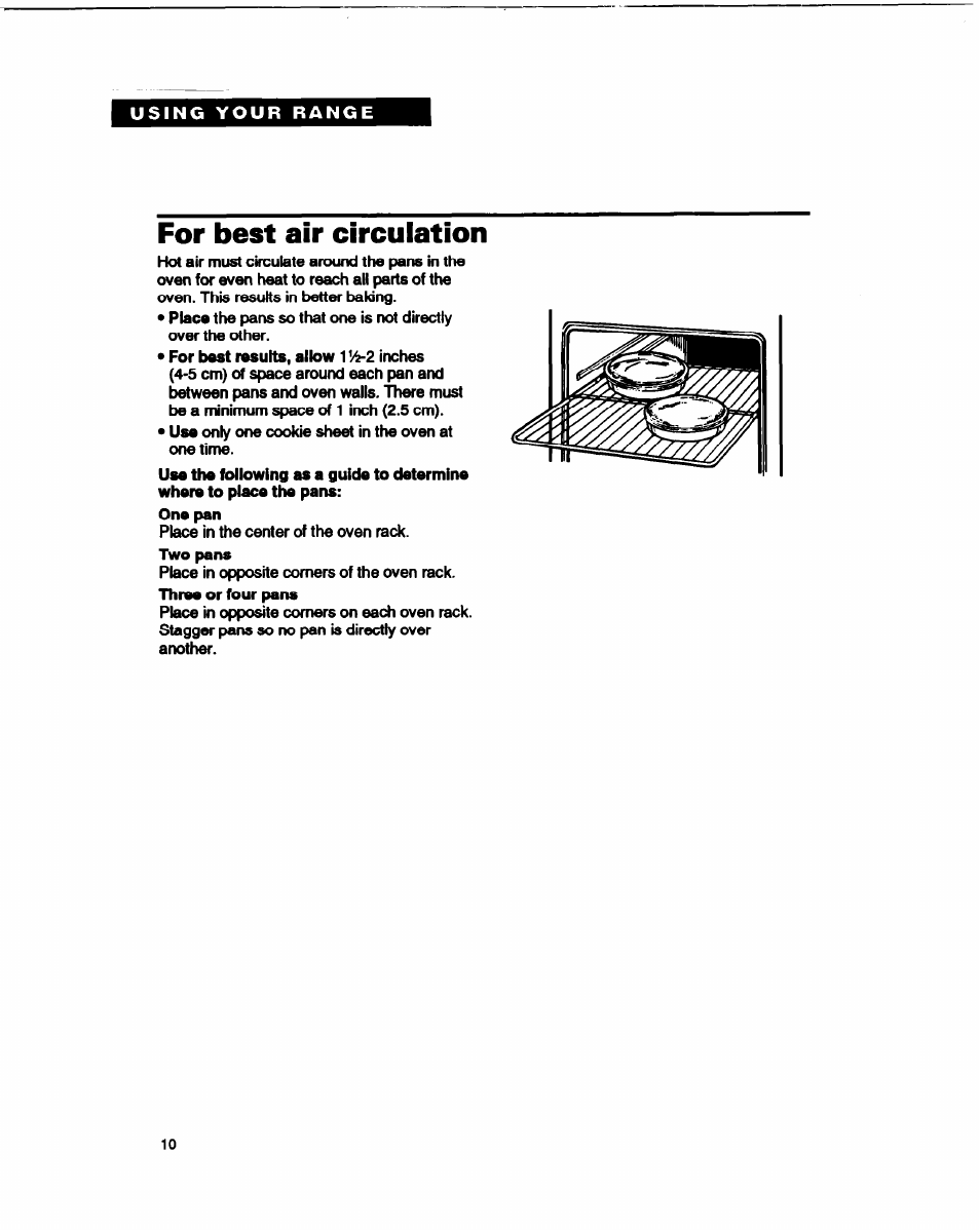 For best air circulation, For best air circuiation | Whirlpool FGP315B User Manual | Page 10 / 27