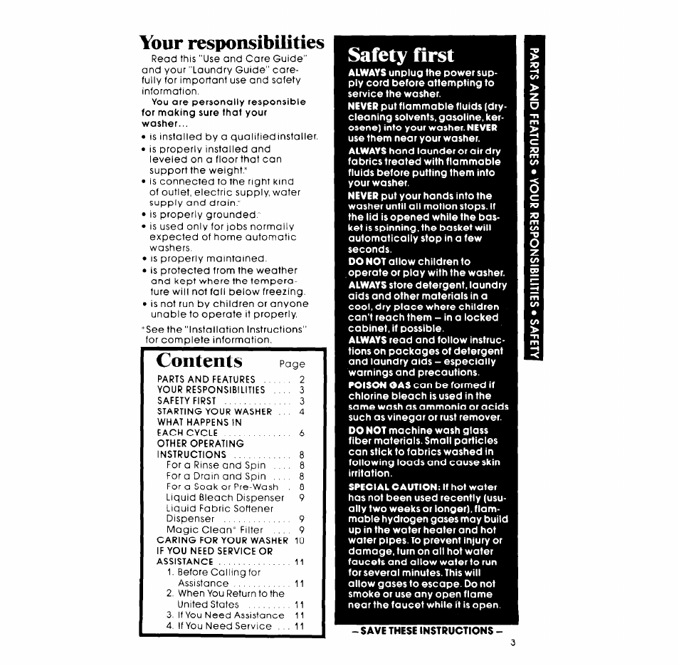 Safety first, Your responsibilities | Whirlpool GLA7900XM User Manual | Page 3 / 12