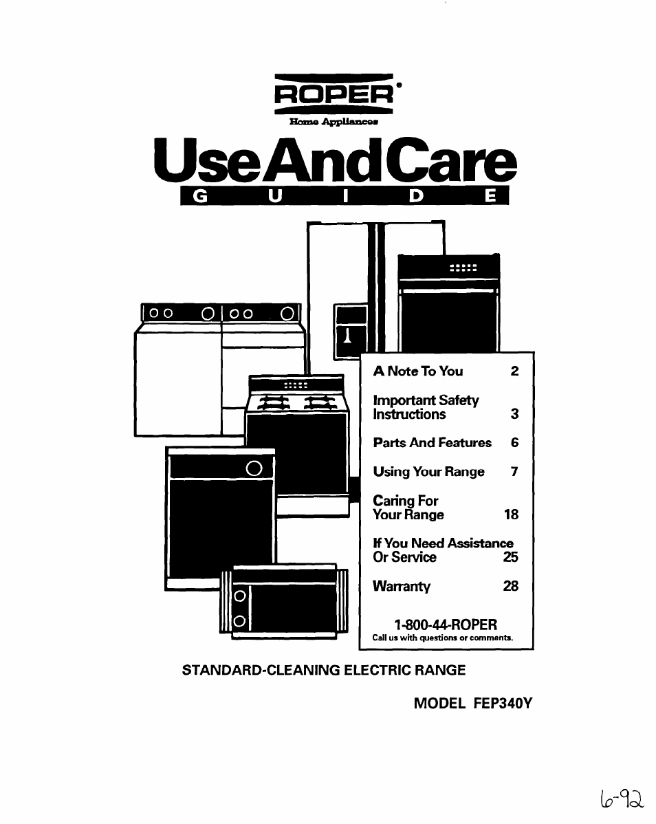 Whirlpool FEP340Y User Manual | 28 pages