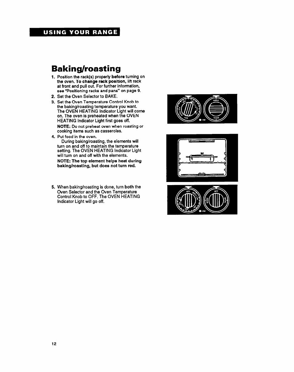 Baking/roasting | Whirlpool FEP340Y User Manual | Page 12 / 28
