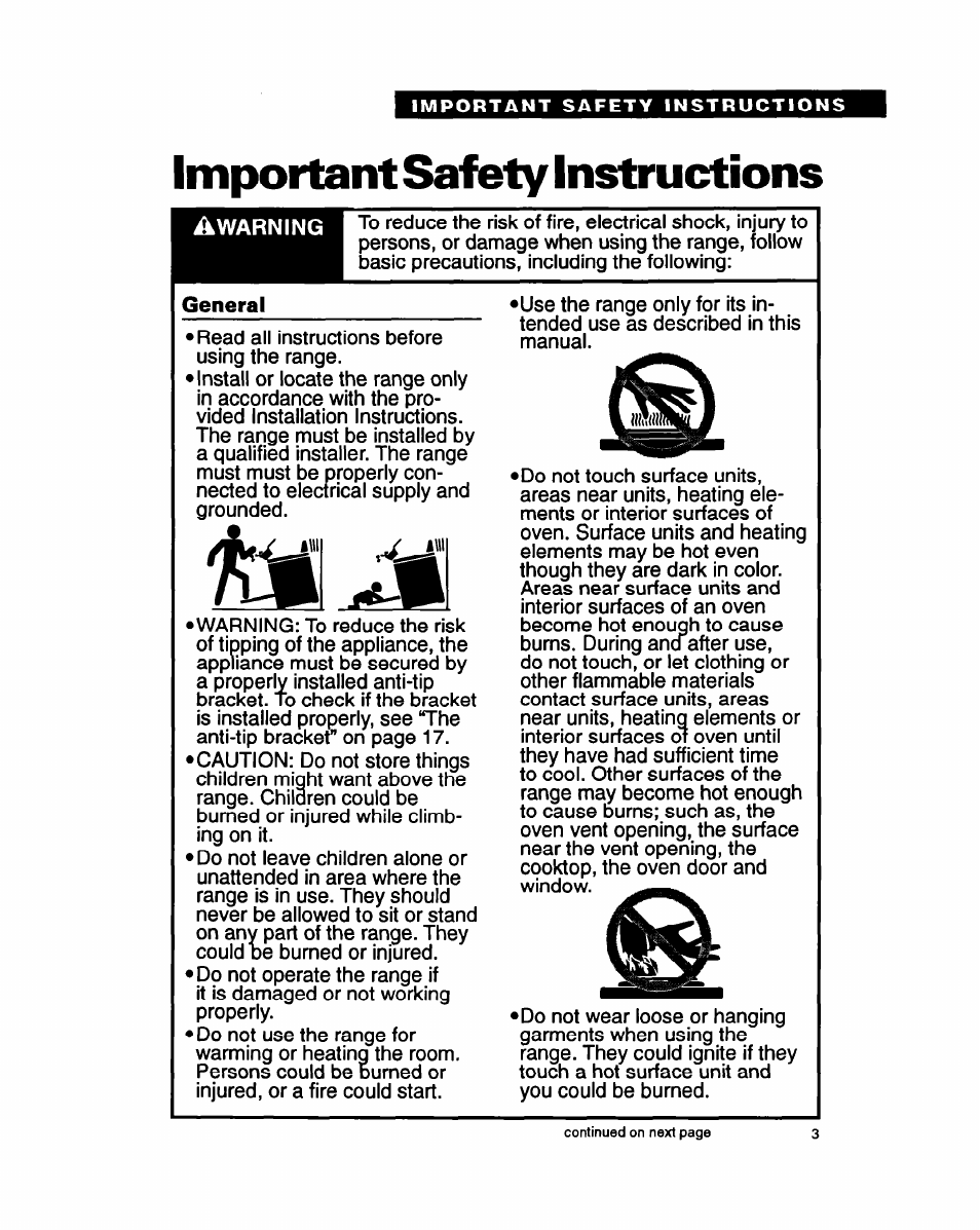 Important safety instructions | Whirlpool FEP340Y User Manual | Page 3 / 28