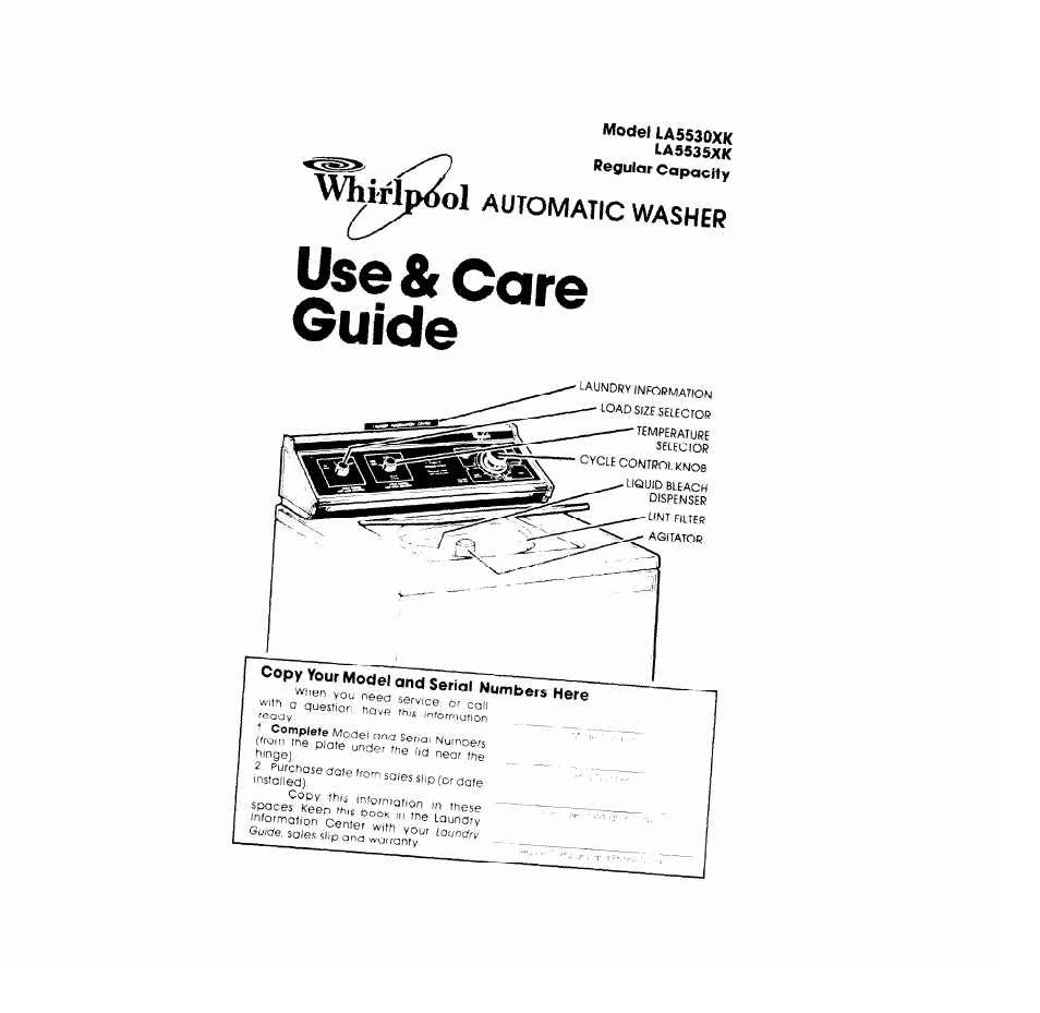 Whirlpool LA5530XK User Manual | 12 pages