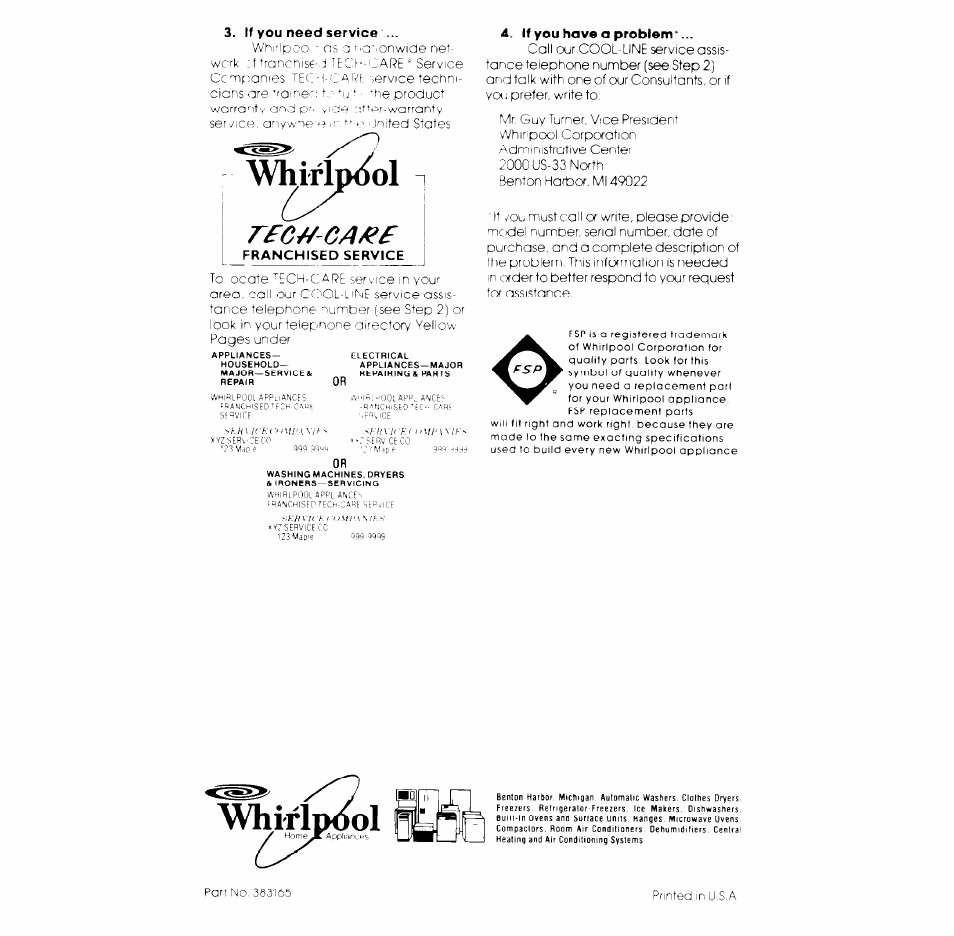 Whiflpii^ol | Whirlpool LA5530XK User Manual | Page 12 / 12