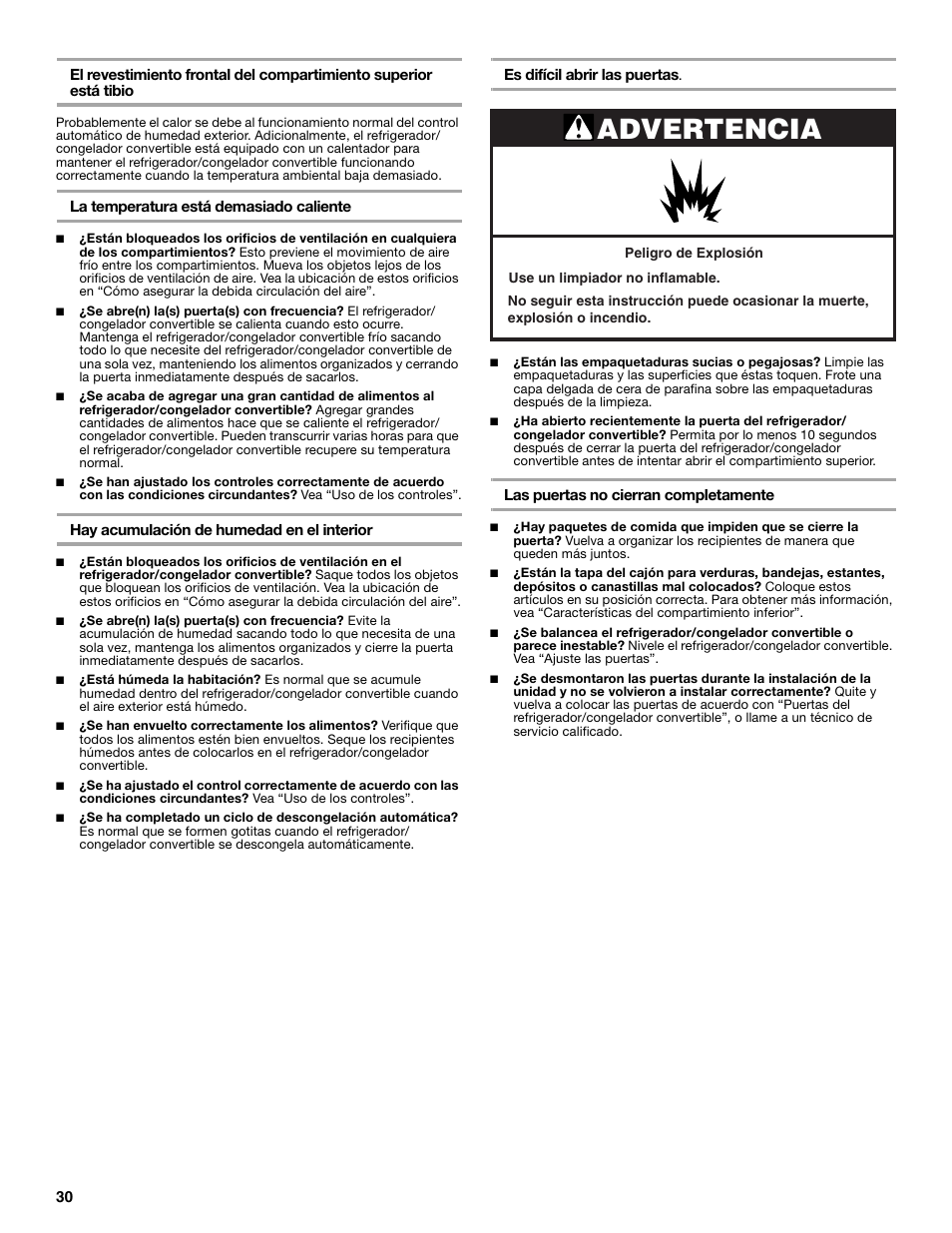 Advertencia | Whirlpool ator 2314466 User Manual | Page 30 / 48