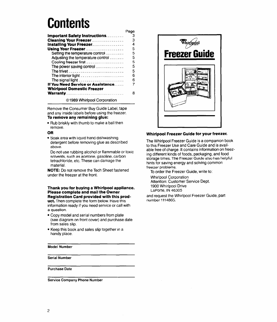 Whirlpool EVl5OFXW User Manual | Page 2 / 8