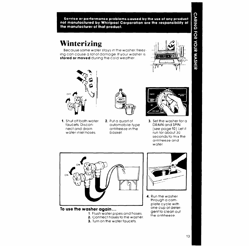 Winterizing | Whirlpool LA5600XP User Manual | Page 13 / 16