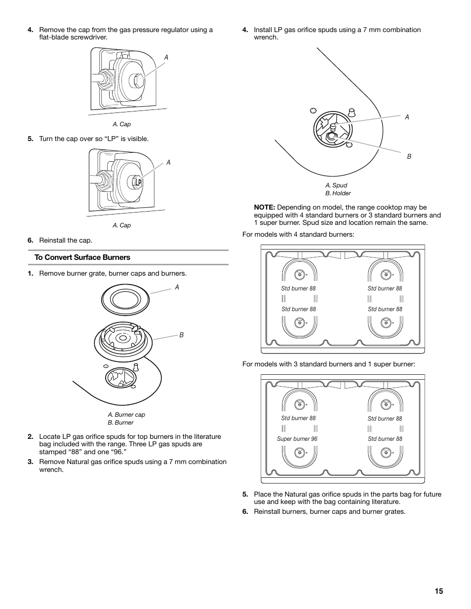 Whirlpool 30" (76.2 CM) FREESTANDING GAS RANGES W10533016A User Manual | Page 15 / 20