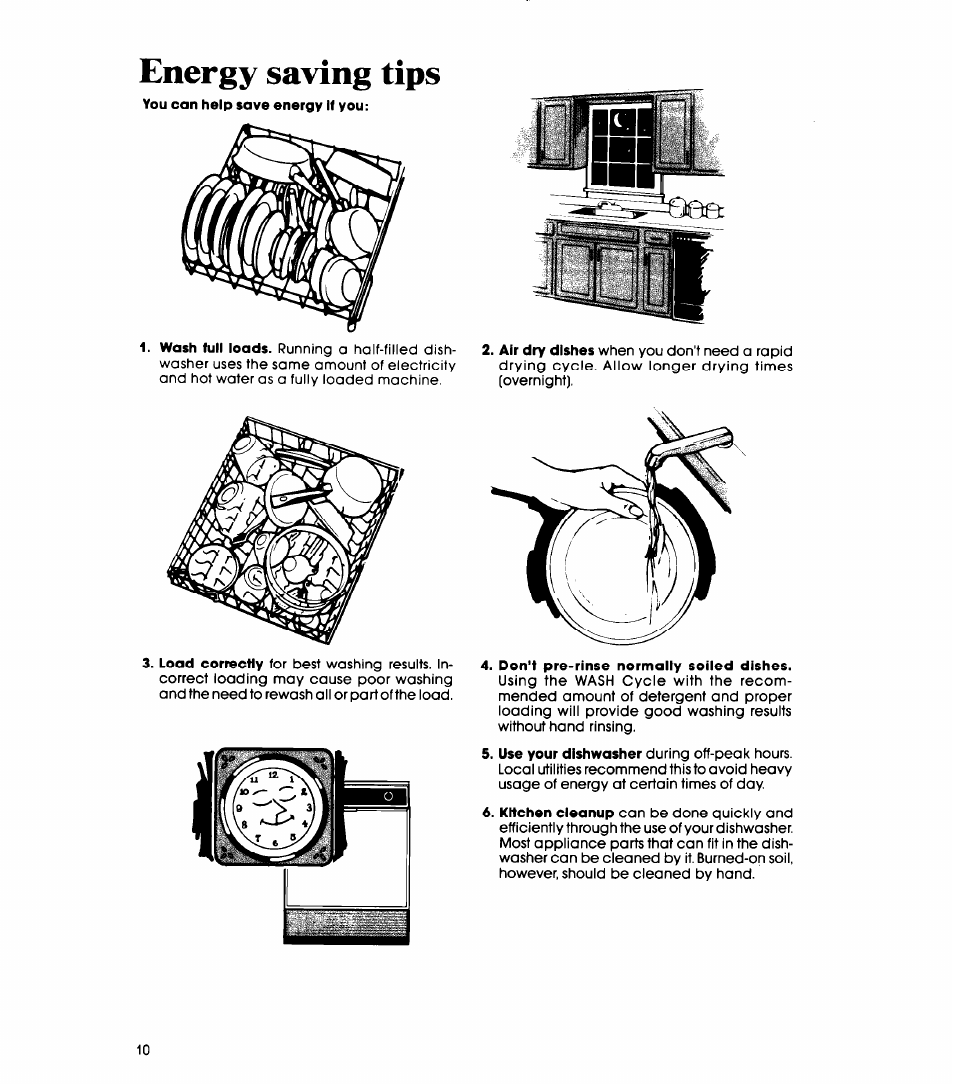 Energy saving tips | Whirlpool DP1098XR Series User Manual | Page 10 / 16