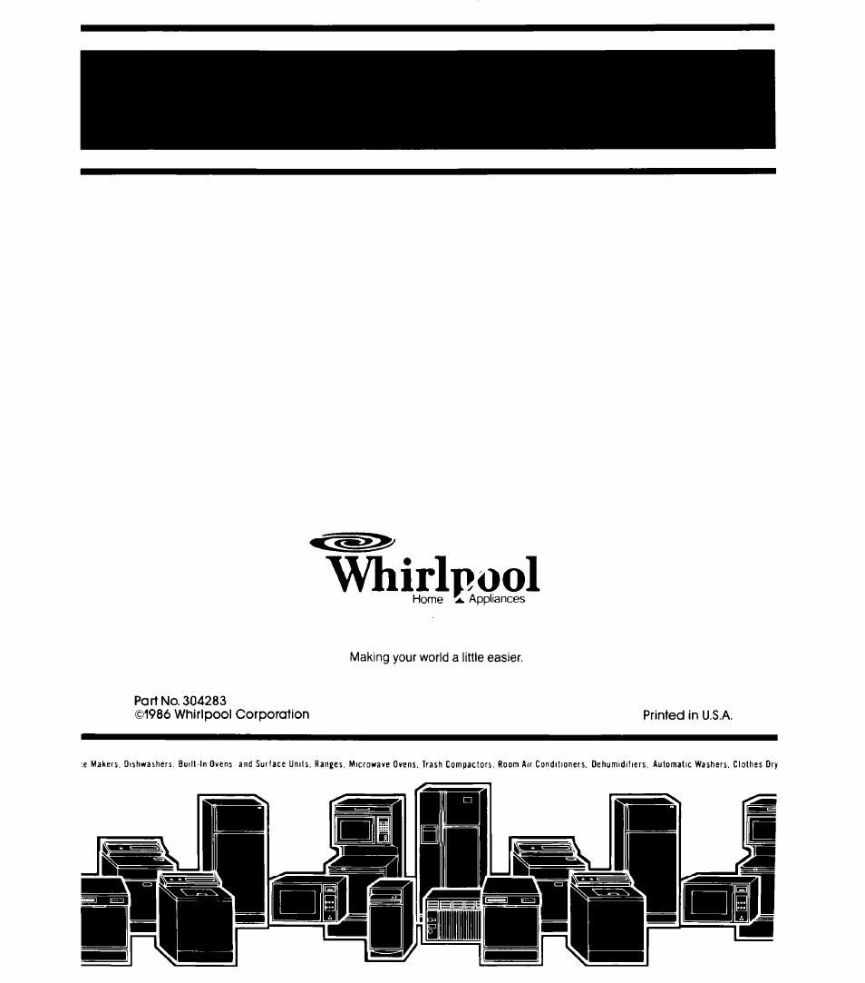 Part no. 304283, Vhirlpool | Whirlpool DP1098XR Series User Manual | Page 16 / 16