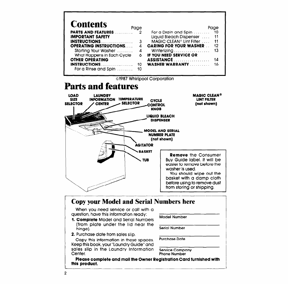 Whirlpool LA6058XS User Manual | Page 2 / 16