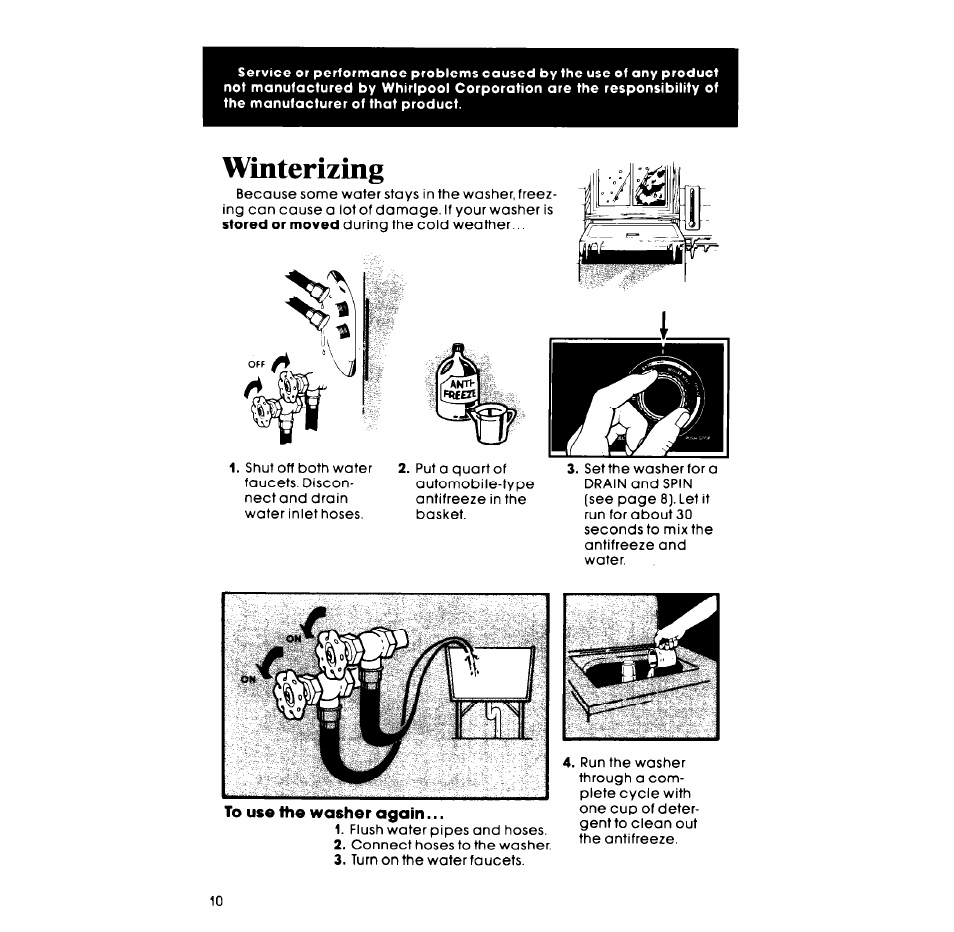 Winterizing | Whirlpool LC45OOXS User Manual | Page 10 / 12