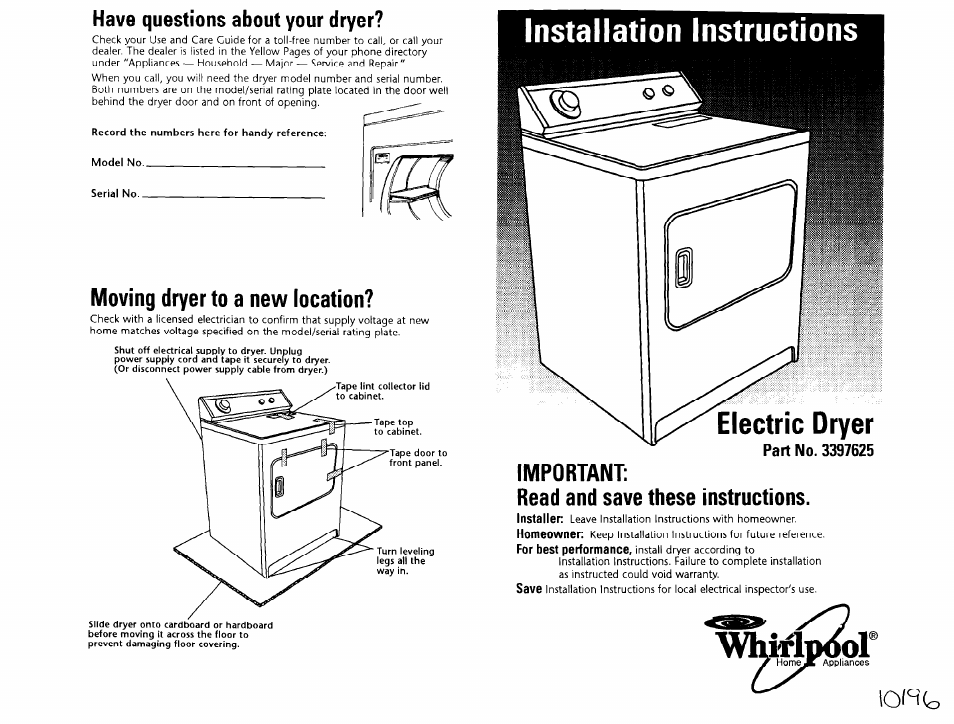 Whirlpool 4LEC7646EN0 User Manual | 7 pages