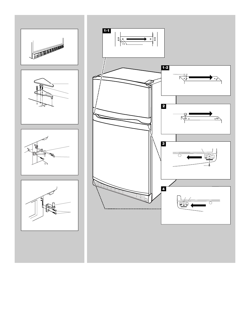Door swing reversal (optional), Door removal & replacement | Whirlpool FREEZERATOR CONVERTIBLE REFRIGERATOR/FREEZER User Manual | Page 6 / 44