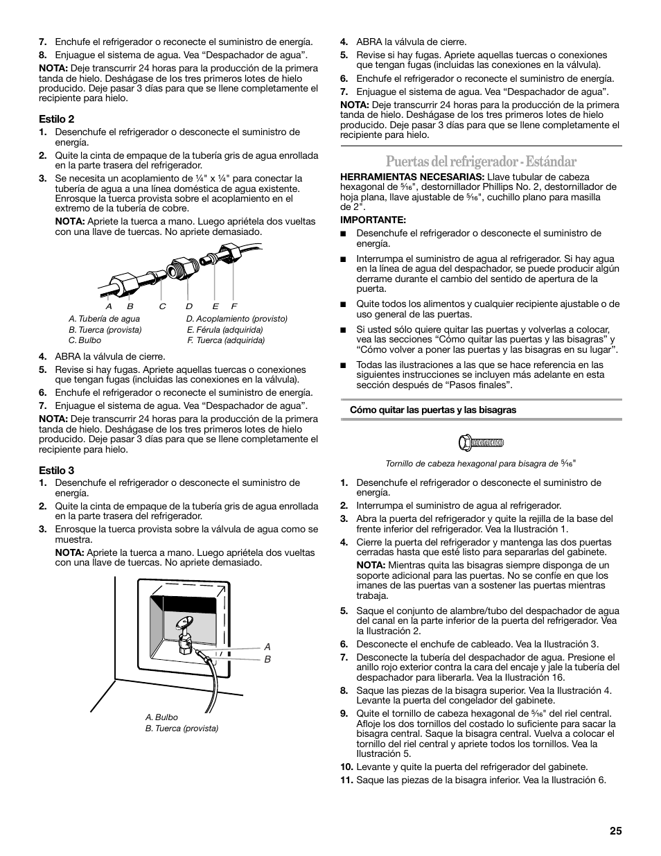 Puertas del refrigerador - estándar | Whirlpool 2302309 User Manual | Page 25 / 60