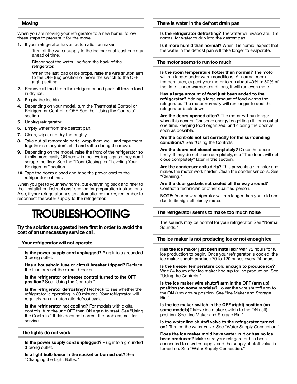 Troubleshooting | Whirlpool 2188766 User Manual | Page 19 / 24