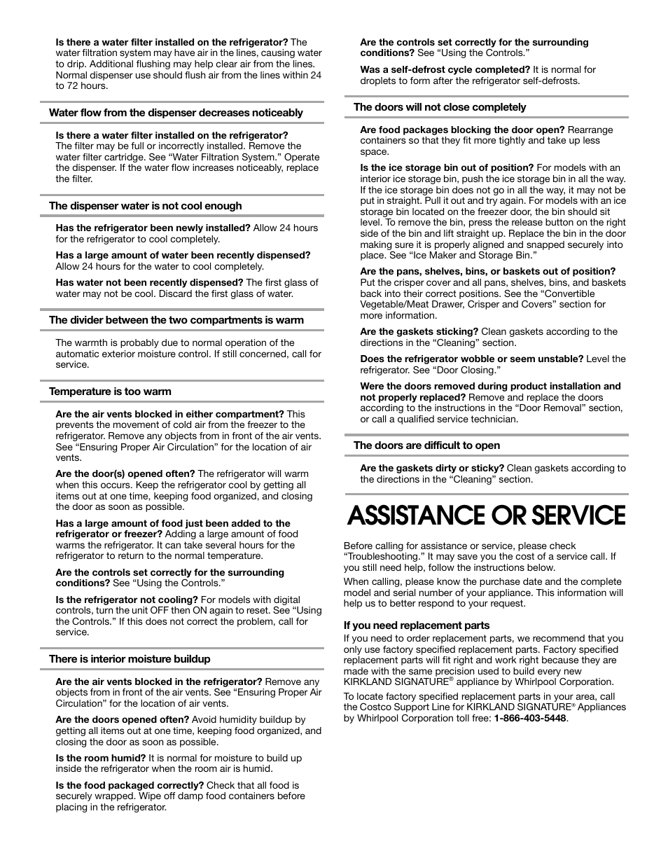 Assistance or service | Whirlpool 2188766 User Manual | Page 21 / 24