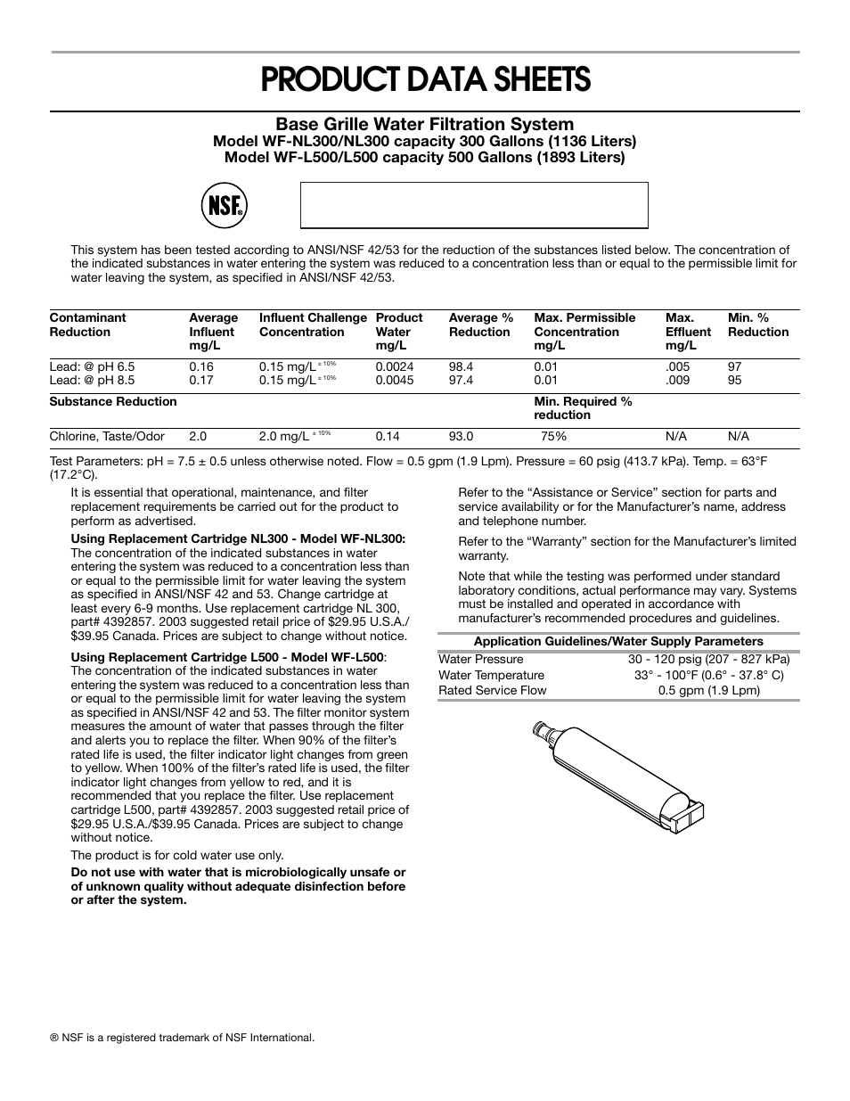 Product data sheets, Base grille water filtration system | Whirlpool 2188766 User Manual | Page 23 / 24