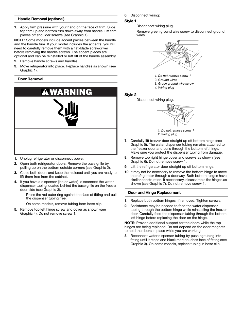 Warning | Whirlpool 2188766 User Manual | Page 7 / 24