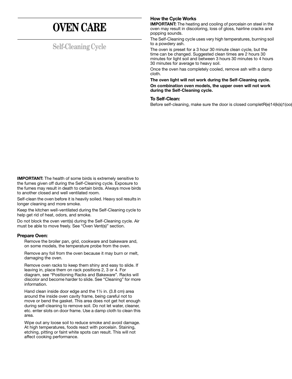 Oven care, Self-cleaning cycle | Whirlpool RBD245 User Manual | Page 11 / 16