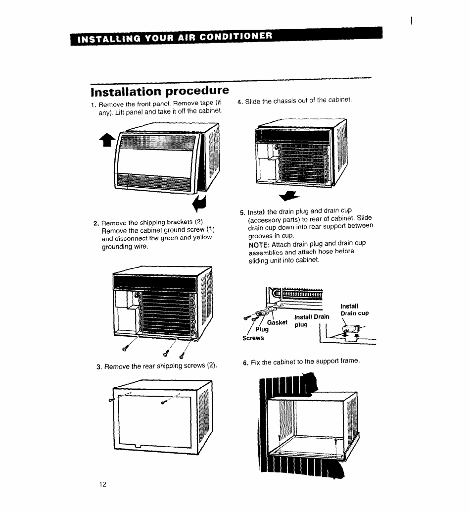 Installation procedure | Whirlpool 3QACM07XD2 User Manual | Page 12 / 14