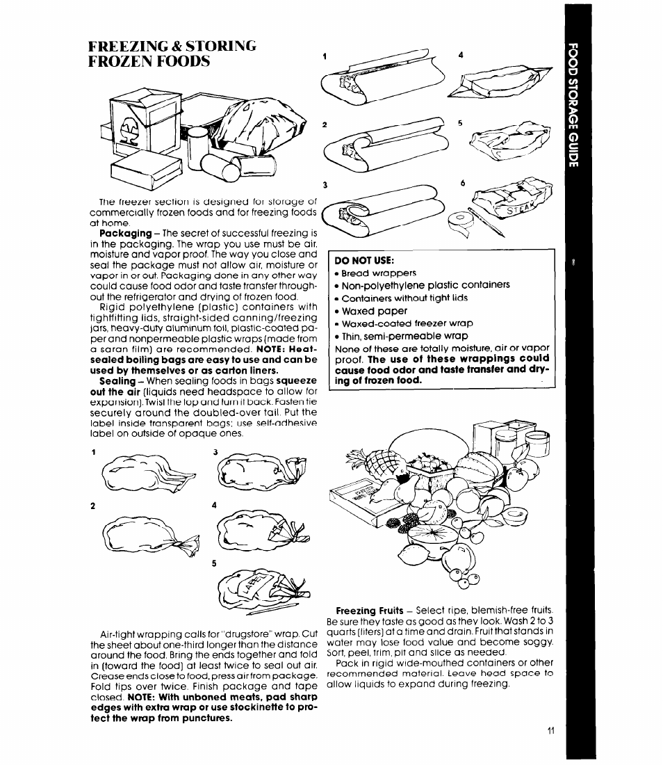 Freezing & storing frozen foods | Whirlpool ET20GM User Manual | Page 11 / 16