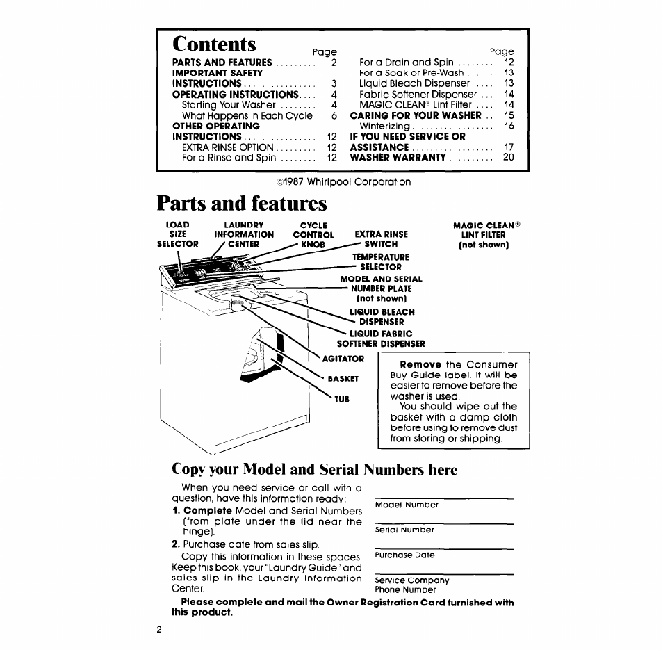 Whirlpool LA609OXS User Manual | Page 2 / 20