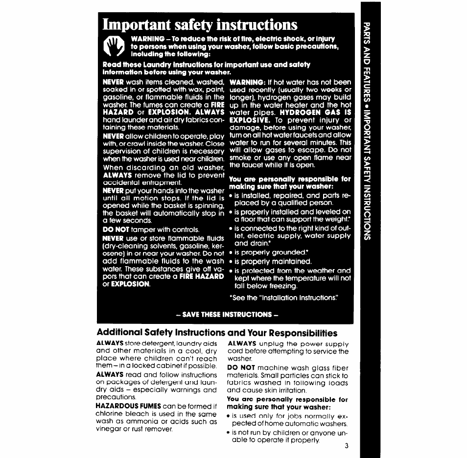Important safety instructions | Whirlpool LA609OXS User Manual | Page 3 / 20