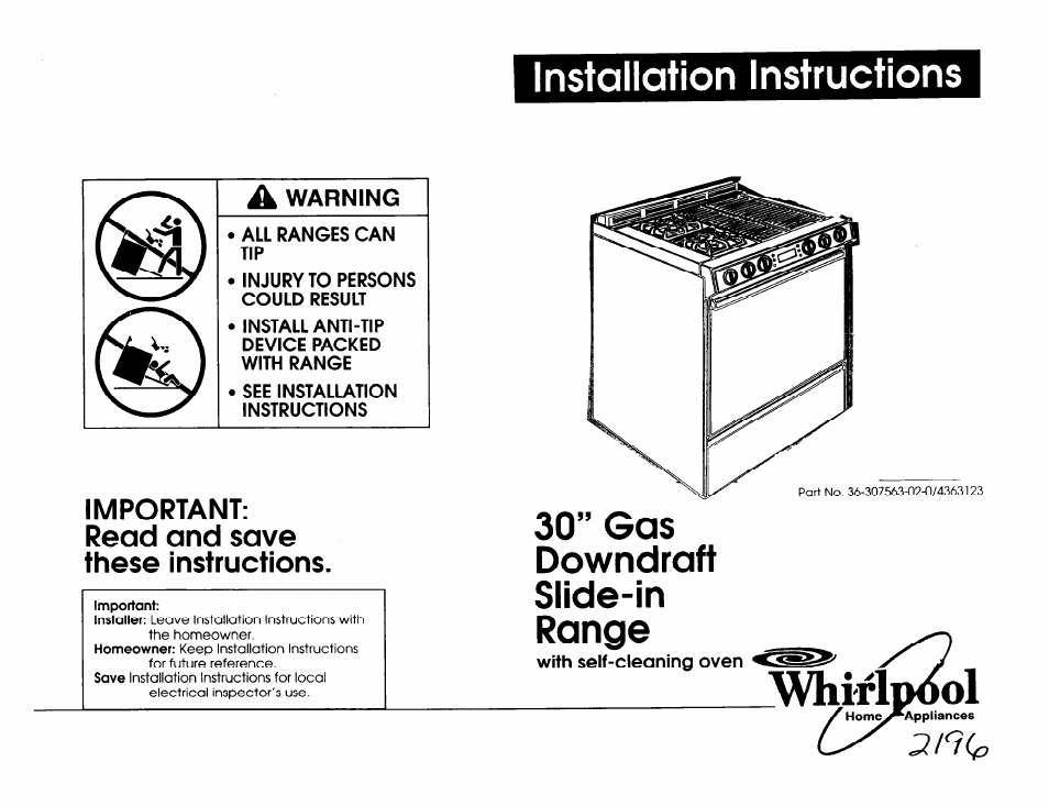 Whirlpool SS373PEX1 User Manual | 7 pages