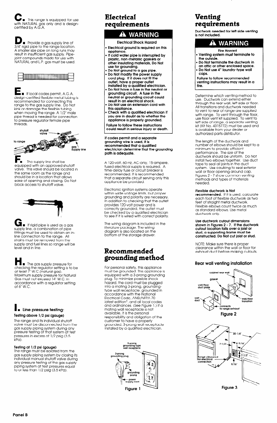 A warning, Electrical requirements, Recommended grounding method | Venting requirements | Whirlpool SS373PEX1 User Manual | Page 3 / 7