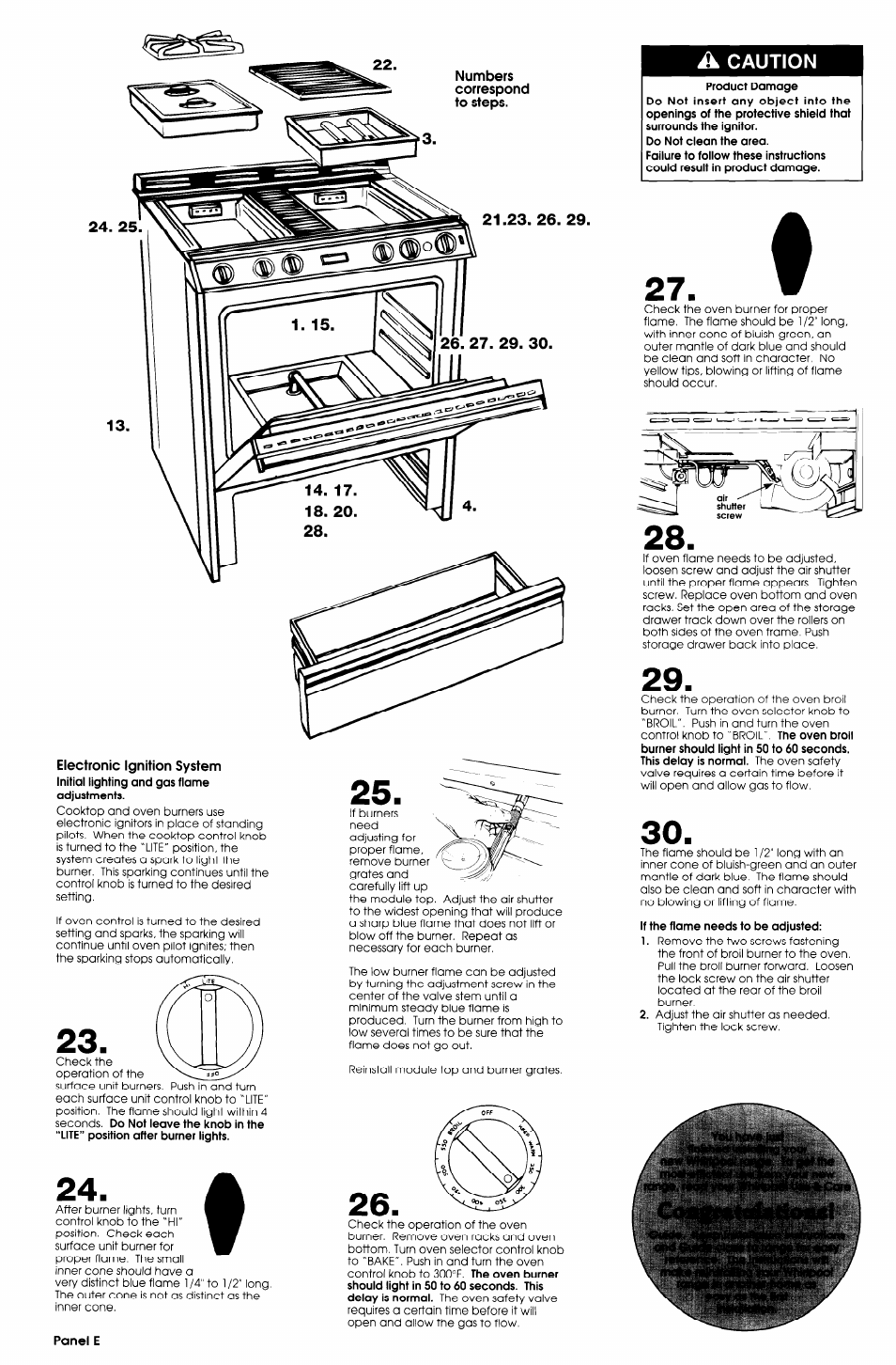 A caution, Product damage, If the flame needs to be adjusted | Whirlpool SS373PEX1 User Manual | Page 6 / 7