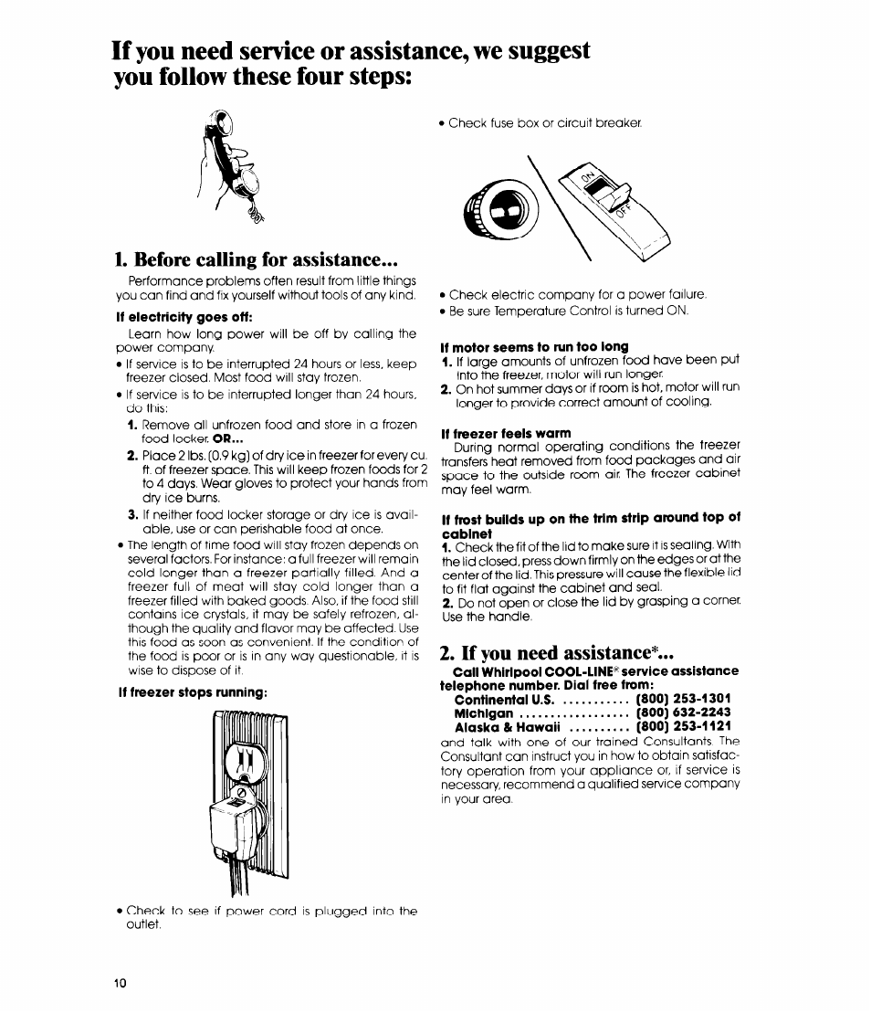 Before calling for assistance, If you need assistance | Whirlpool EHOSOF User Manual | Page 10 / 12