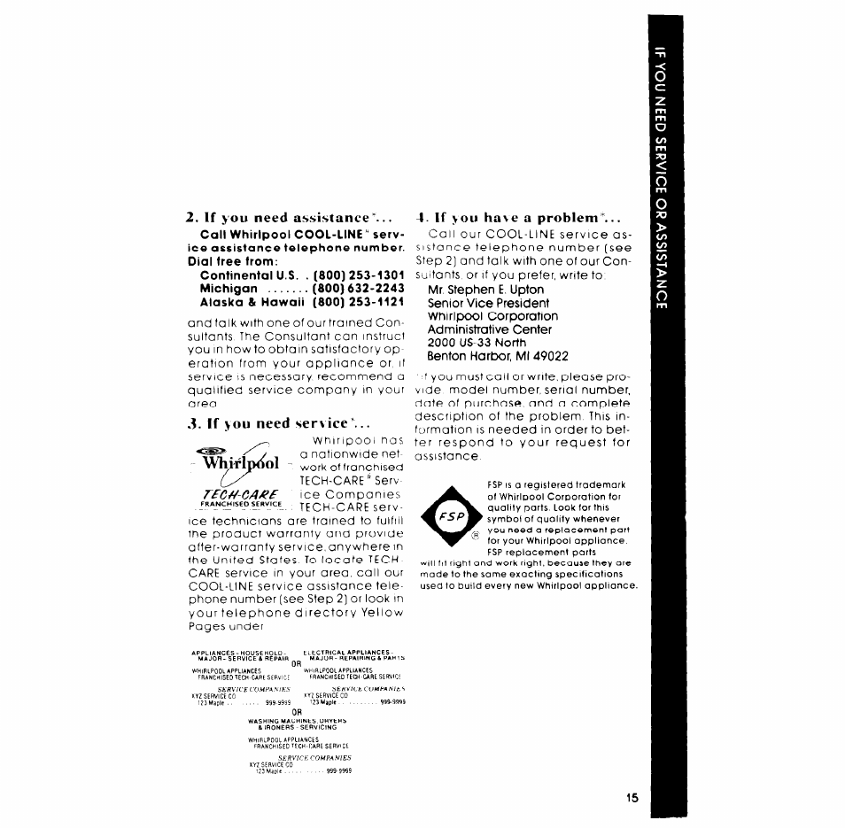 Whirlpool LA6300XP User Manual | Page 15 / 16
