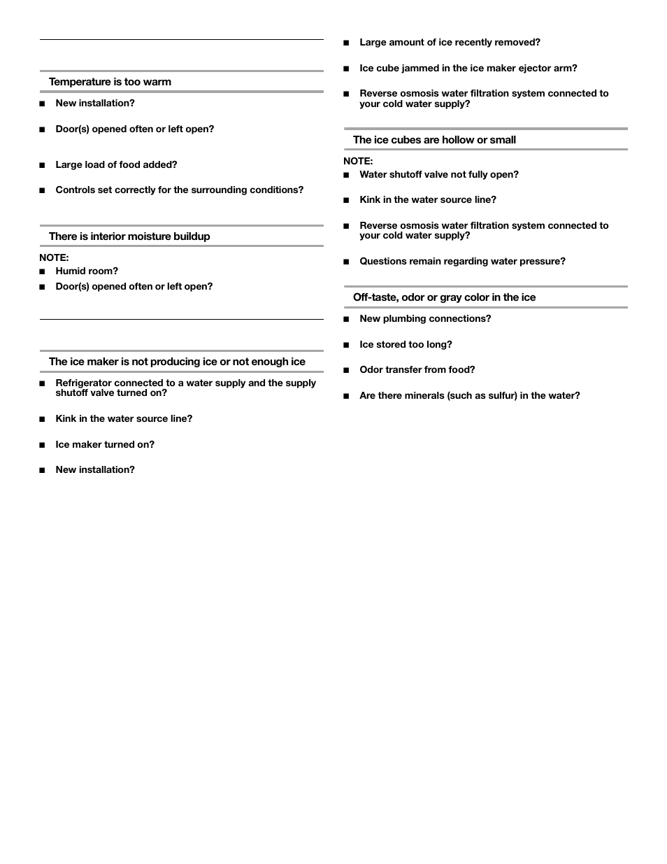 Temperature and moisture, Ice and water | Whirlpool 2302076 User Manual | Page 10 / 36