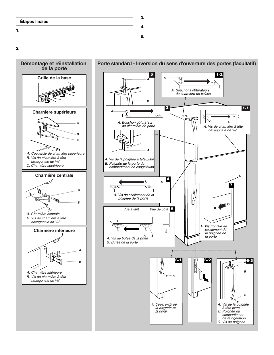 Démontage et réinstallation de la porte | Whirlpool 2302076 User Manual | Page 29 / 36