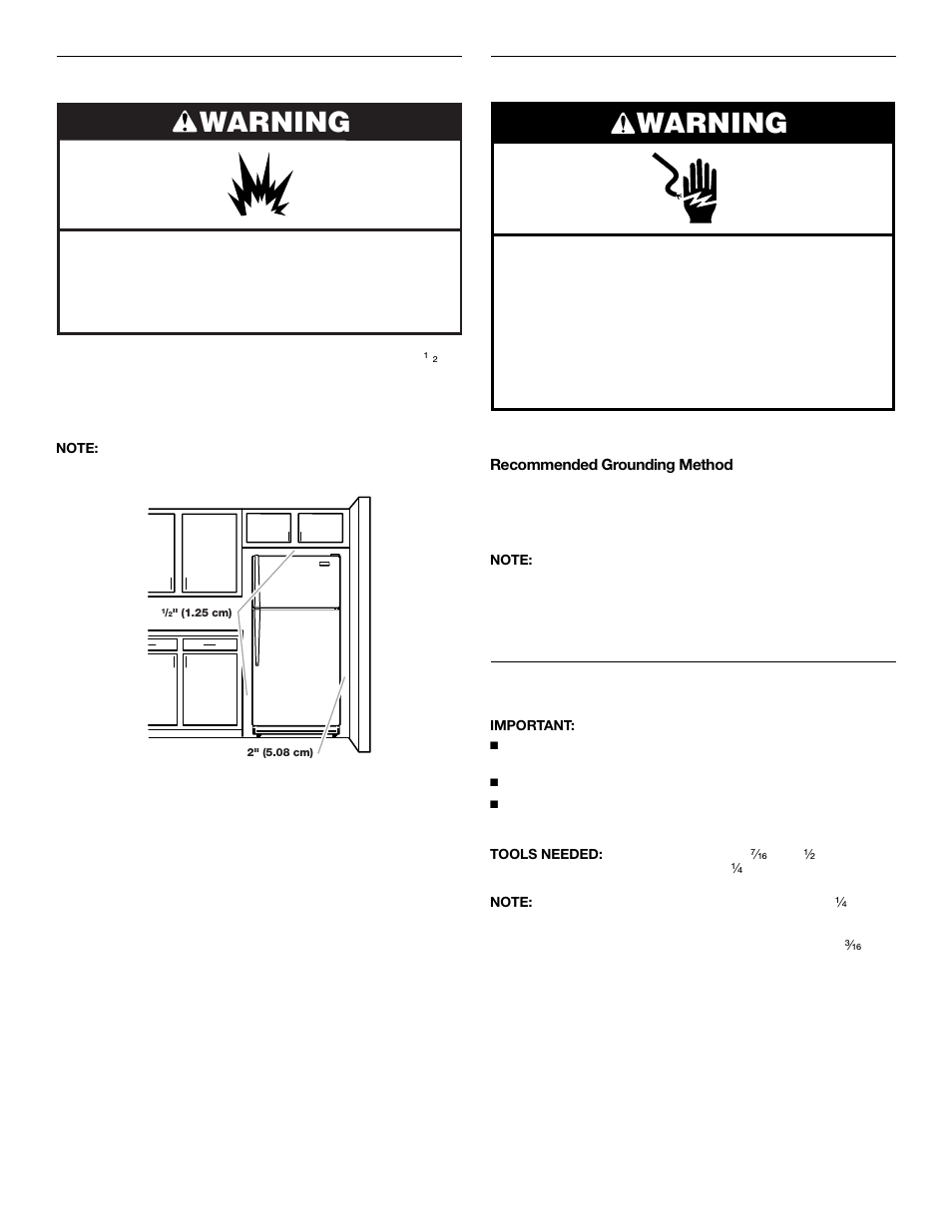 Warning, Location requirements, Electrical requirements | Water supply requirements | Whirlpool 2302076 User Manual | Page 3 / 36