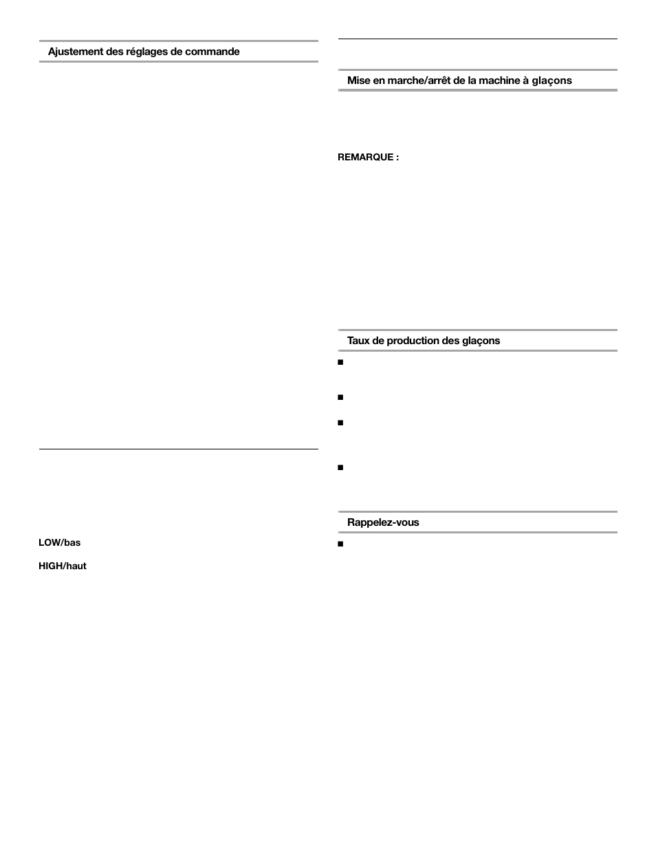 Réglage de l'humidité dans le bac à légumes, Machine à glaçons | Whirlpool 2302076 User Manual | Page 31 / 36