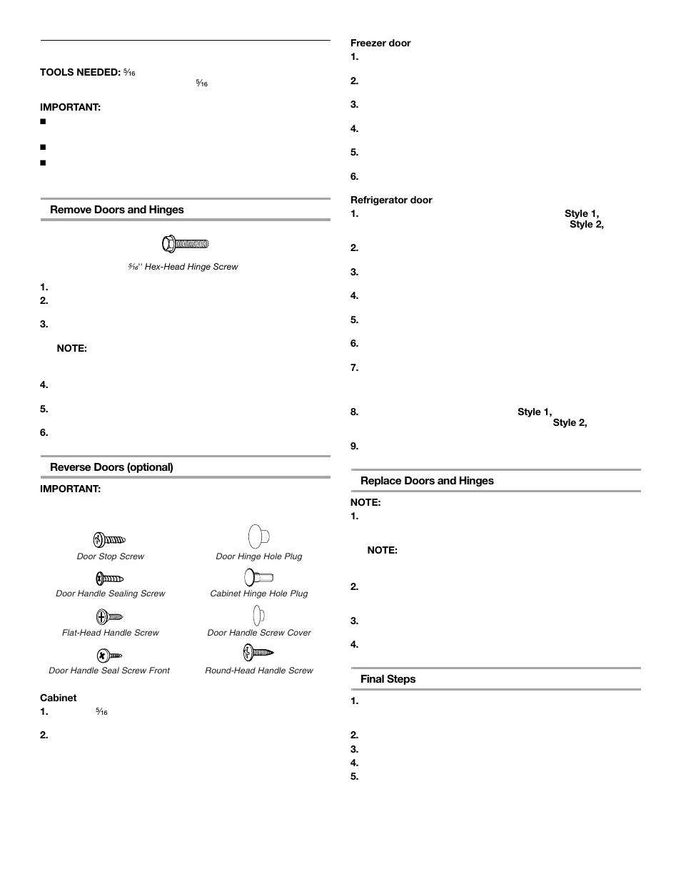 Refrigerator doors | Whirlpool 2302076 User Manual | Page 5 / 36