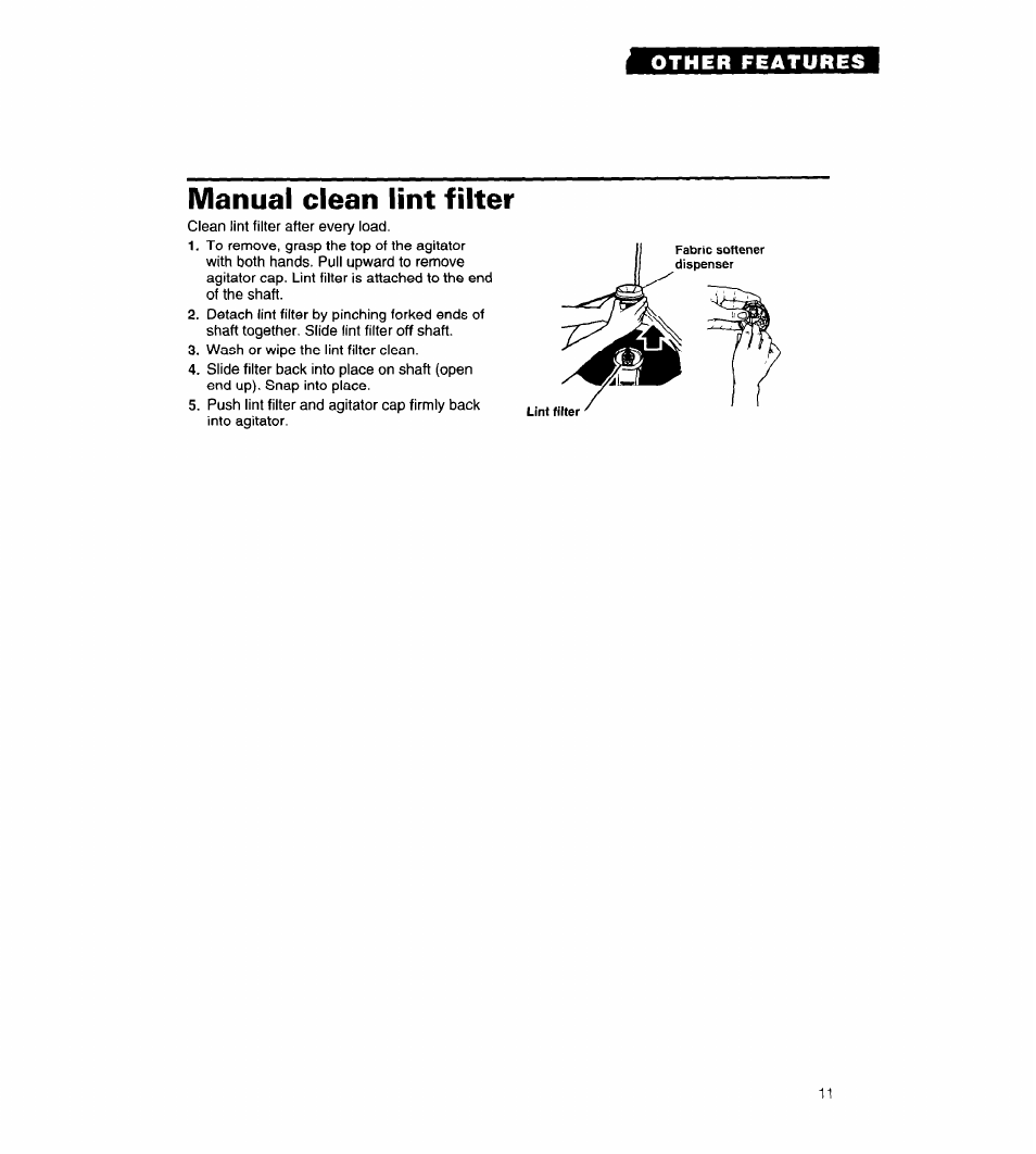 Manual clean lint filter | Whirlpool LMR5243A User Manual | Page 11 / 24