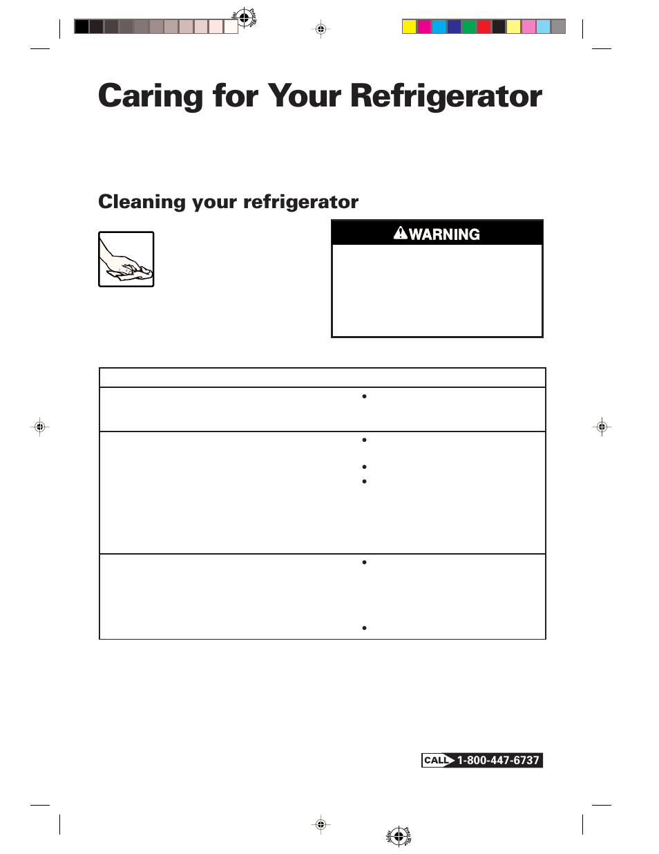 Caring for your refrigerator, Cleaning your refrigerator | Whirlpool 1-34850/4390527 User Manual | Page 10 / 20