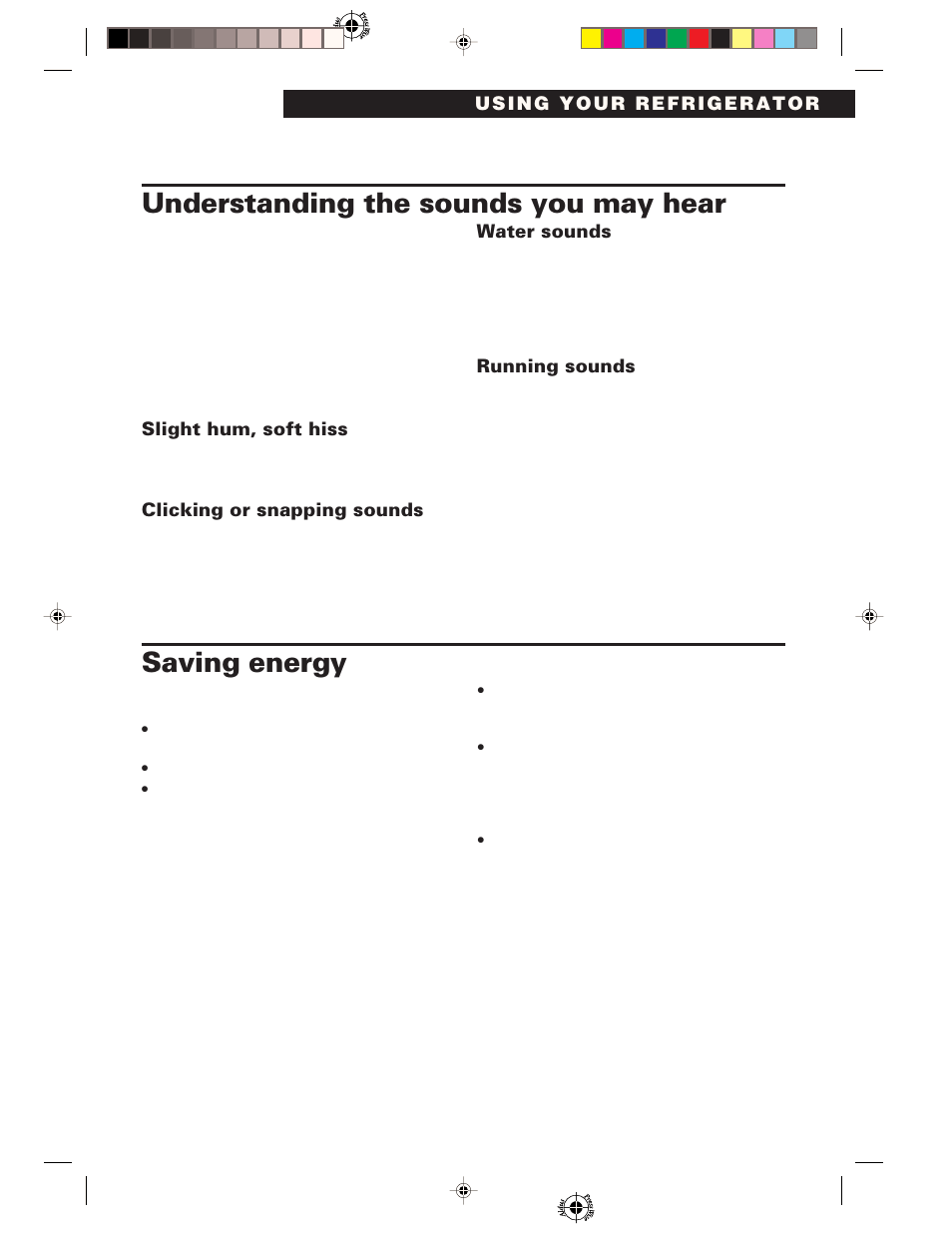 Understanding the sounds you may hear, Saving energy | Whirlpool 1-34850/4390527 User Manual | Page 9 / 20