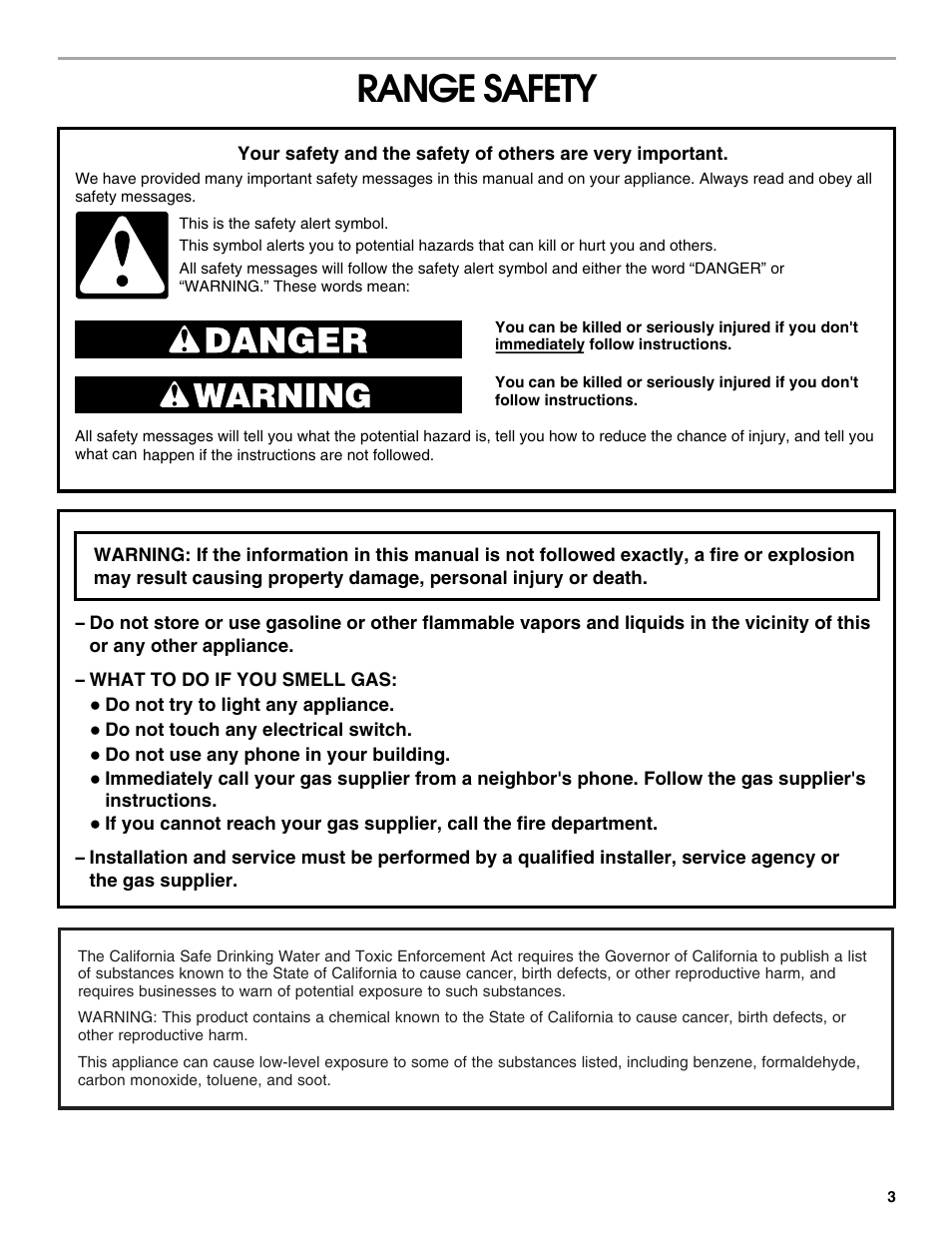 Range safety | Whirlpool 98012565 User Manual | Page 3 / 32