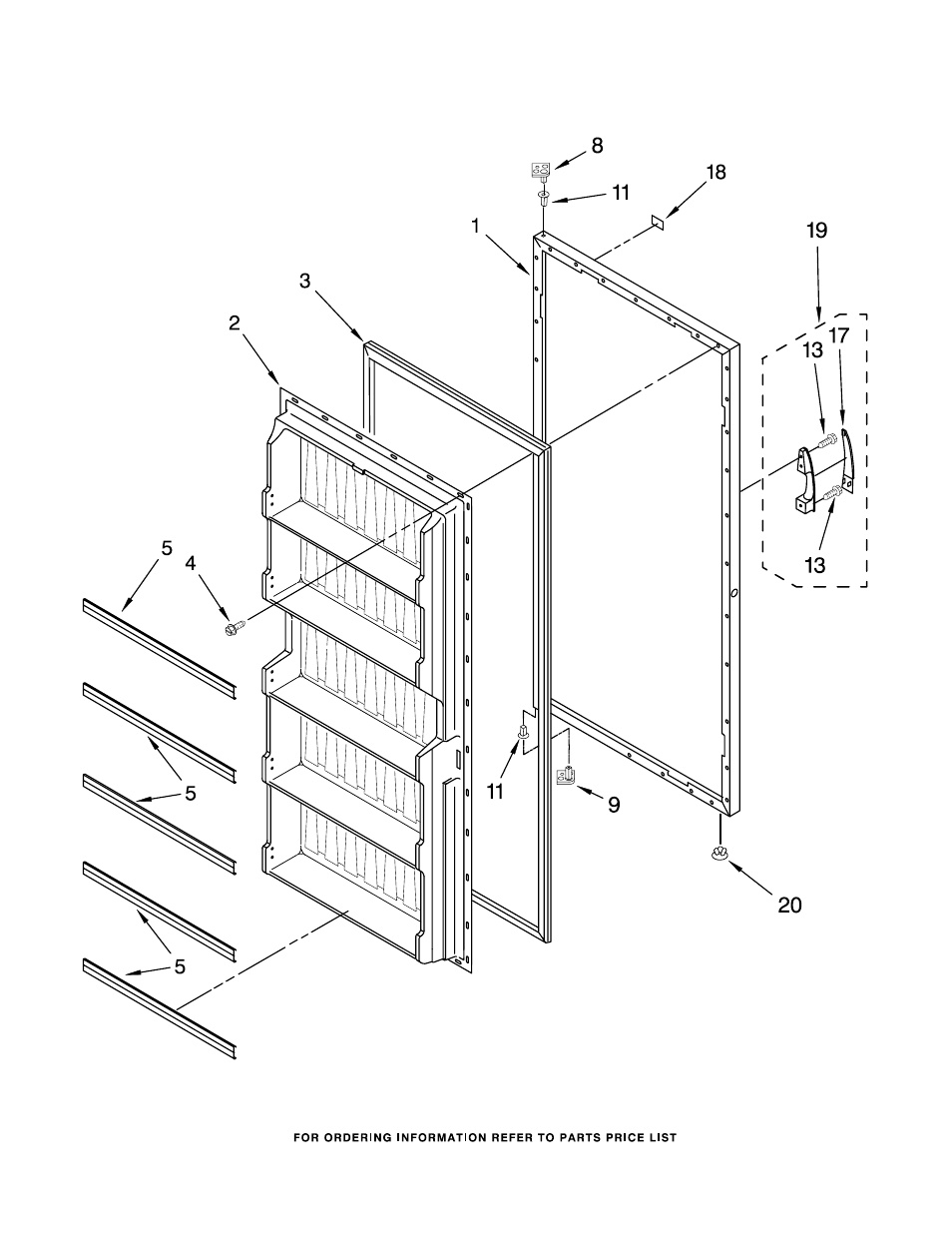 Door, Door parts | Whirlpool EV120NXRQ00 User Manual | Page 5 / 9