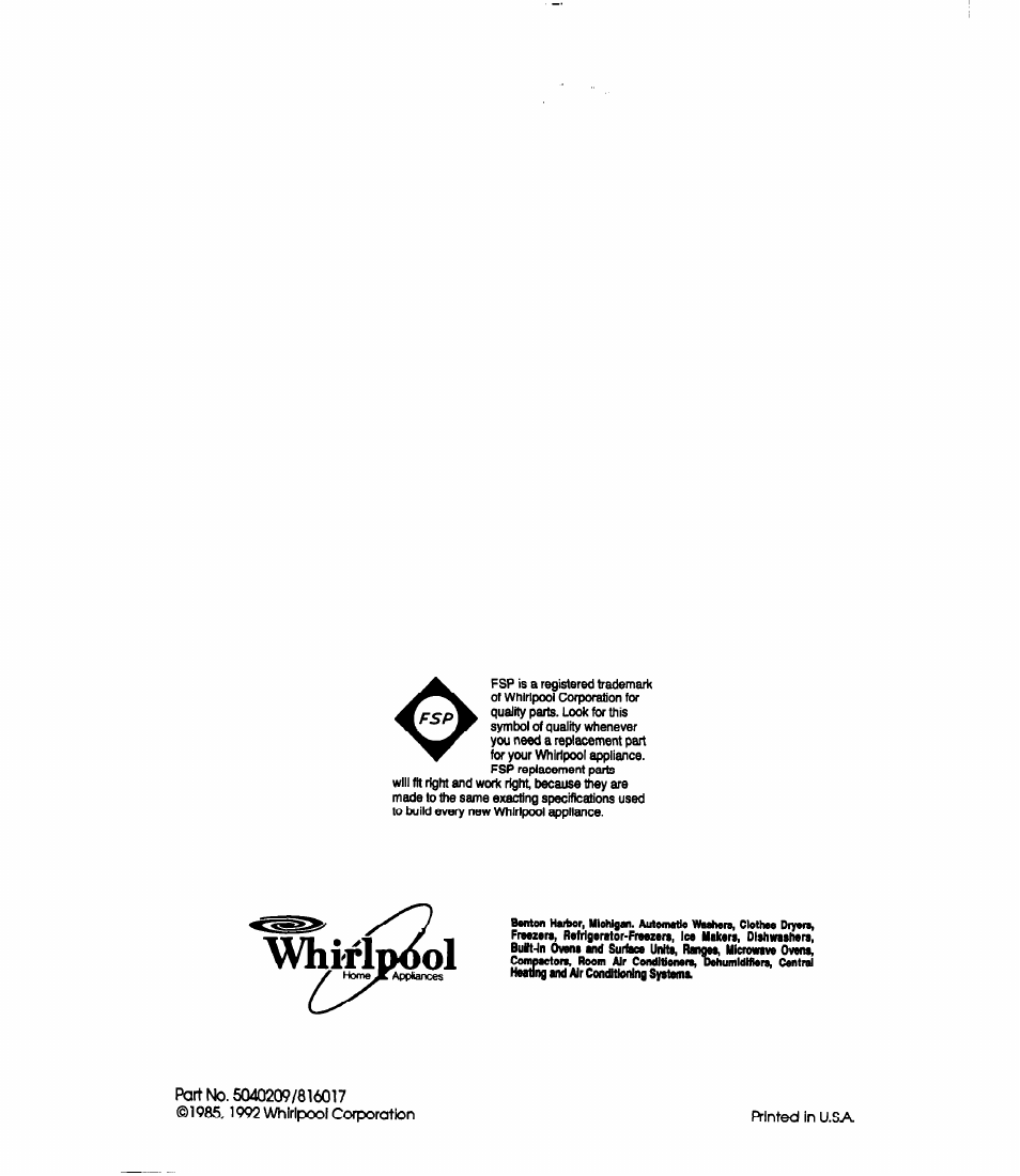 Whifldool | Whirlpool RB16OPXL User Manual | Page 16 / 16