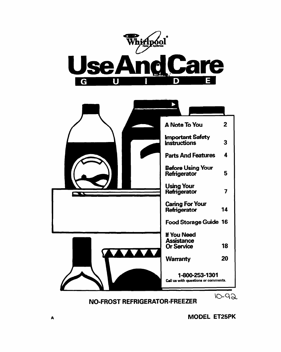 Whirlpool ET25PK User Manual | 20 pages