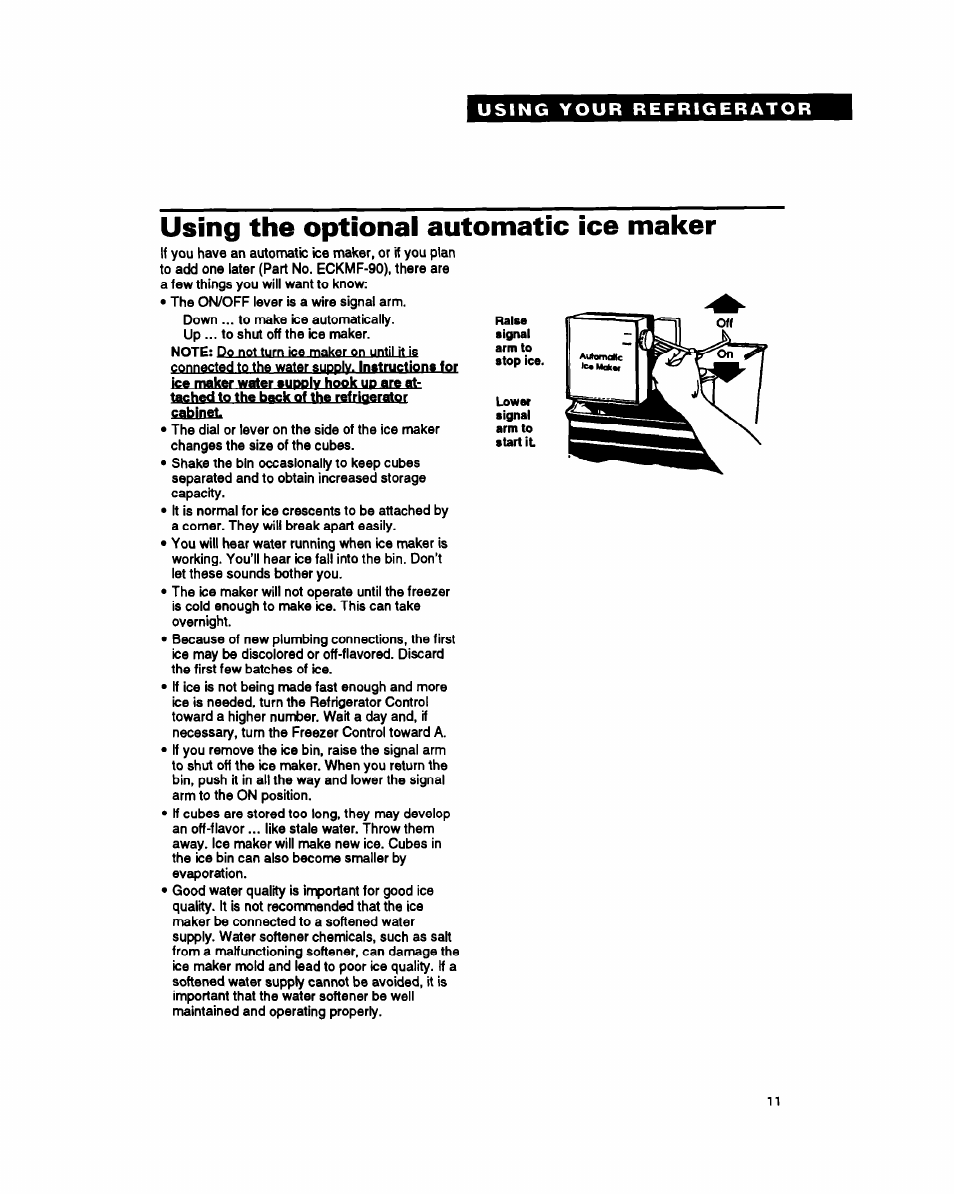 Suppjy, Using the optional automatic ice maker | Whirlpool ET25PK User Manual | Page 11 / 20