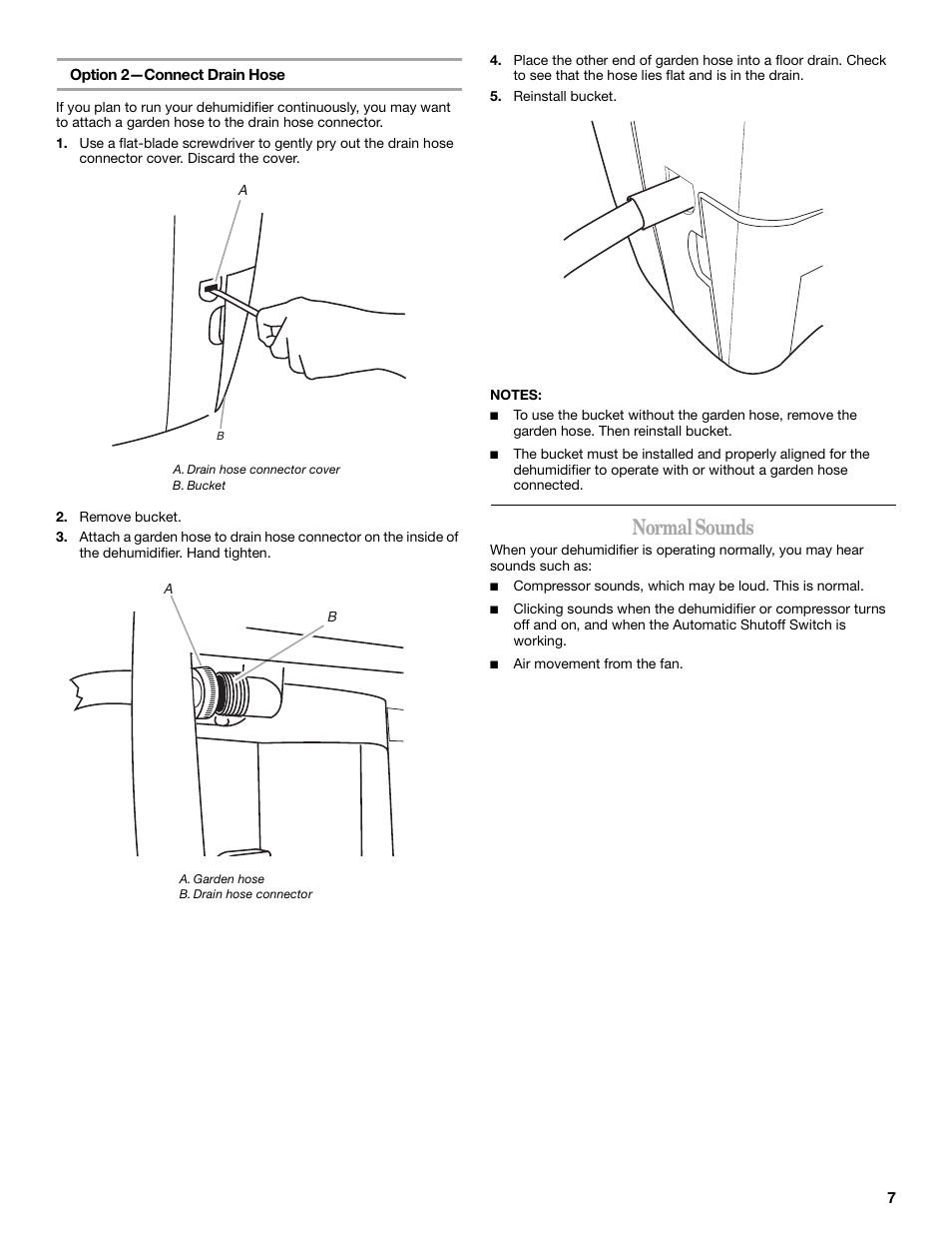 Normal sounds | Whirlpool AD35DSS1 User Manual | Page 7 / 20