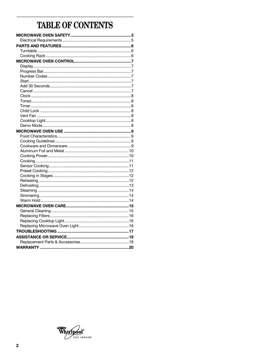 Whirlpool GH4155XP User Manual | Page 2 / 20