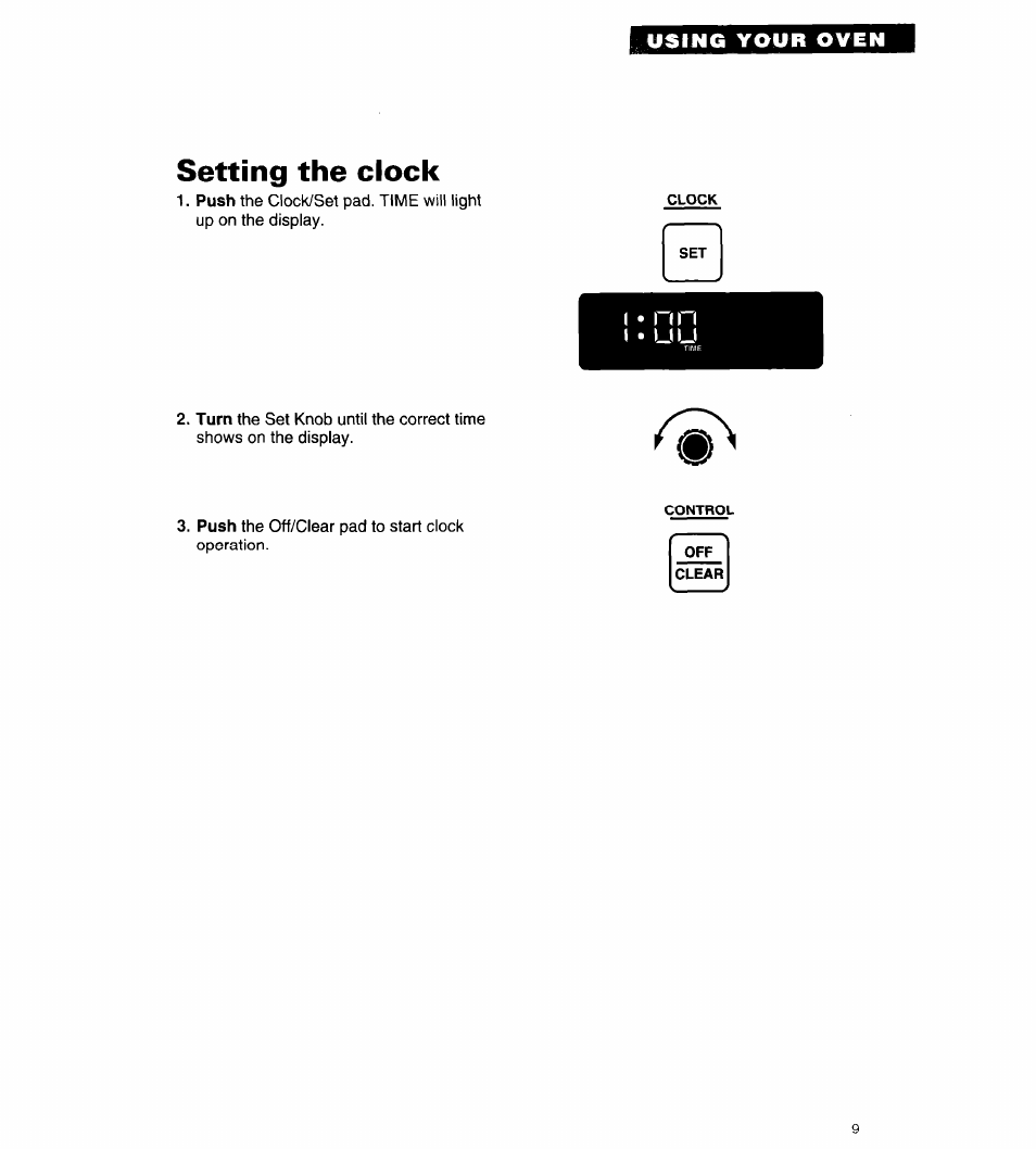 Setting the clock | Whirlpool RB262PXA User Manual | Page 9 / 28